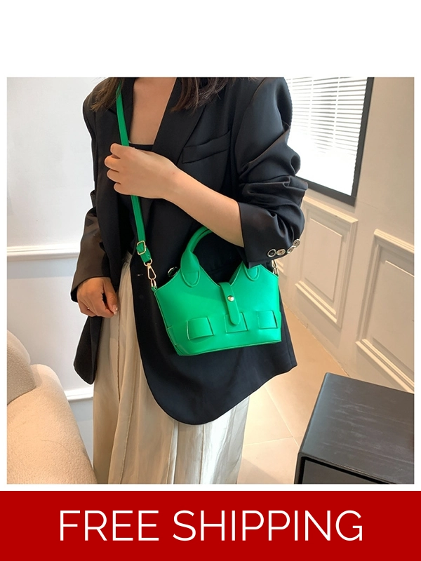 Fashion Soft Leather Texture PU Pure Color Bag - Green